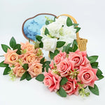 bouquet roses artificielles violet rose orange blanc moderne exposition extérieur soie