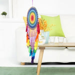 attrape rêves bohème multicolore plumes crocheté tringle décoration chambre salon