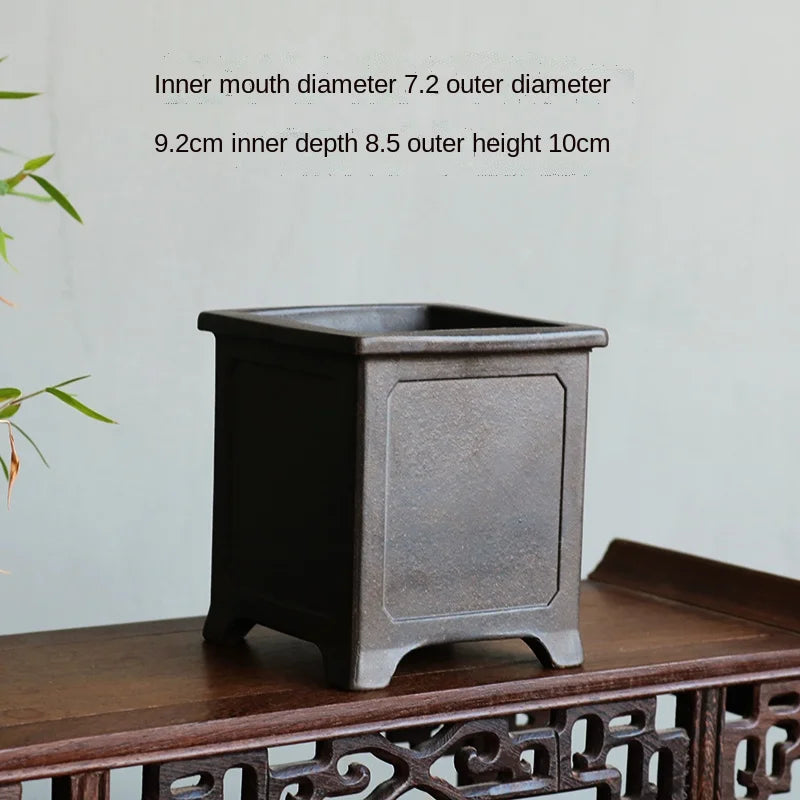 petit pot fleurs argile gris beige chinois artisanal maison
