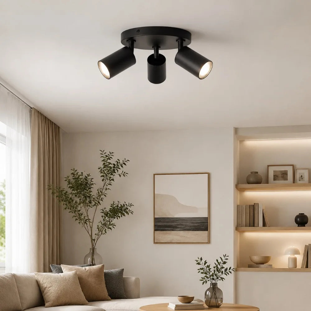 Spot moderne noir fixé plaque bras ajustables LED GU10 90260V(toucher ON/OFF)