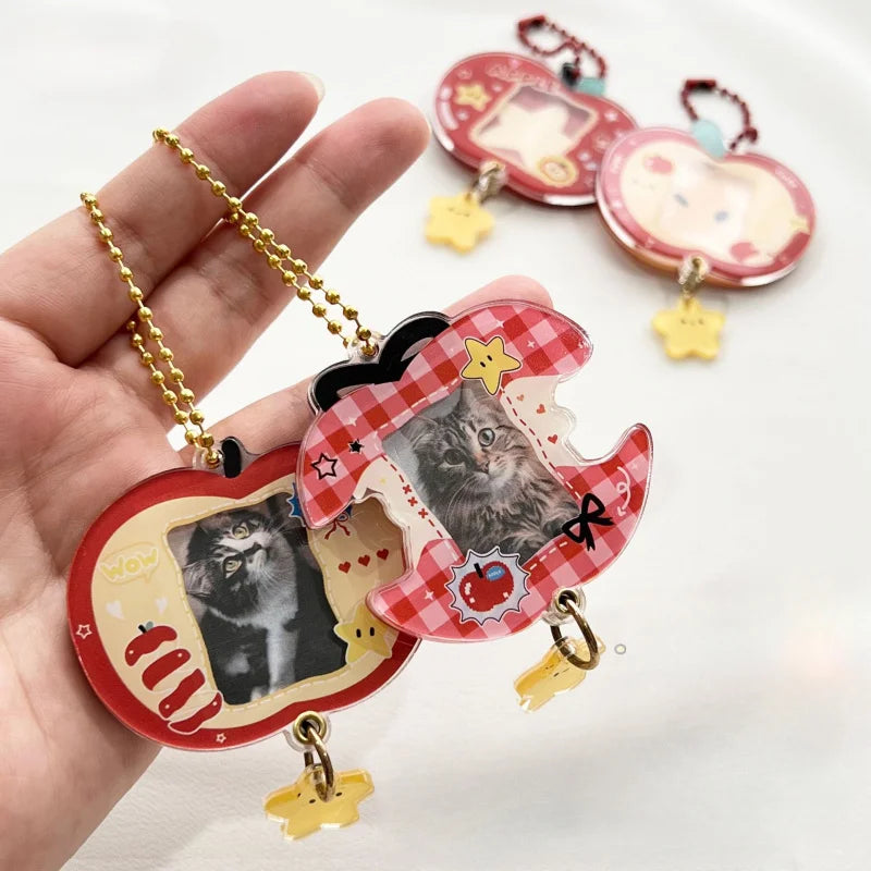 porte clés pomme coeur étoile chat cartoongrillagé rouge blanc jaune vert noir mignon