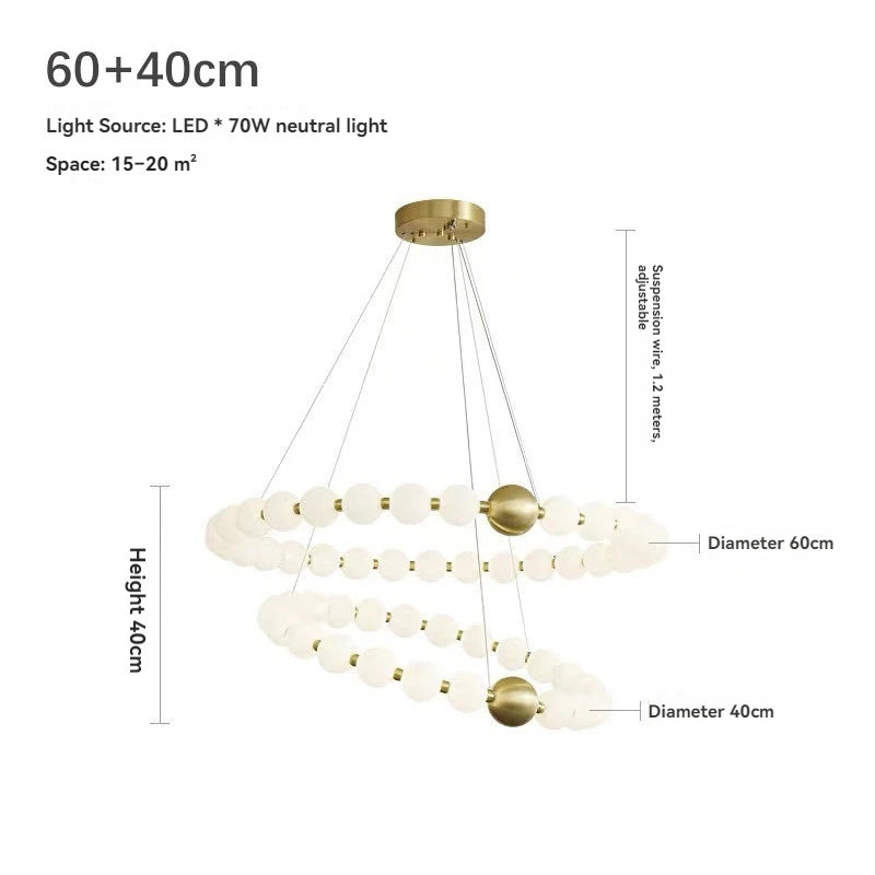 suspension lumineuse moderne boules translucides blanc doré pendentif chaînes lumière led flux lumineux haute