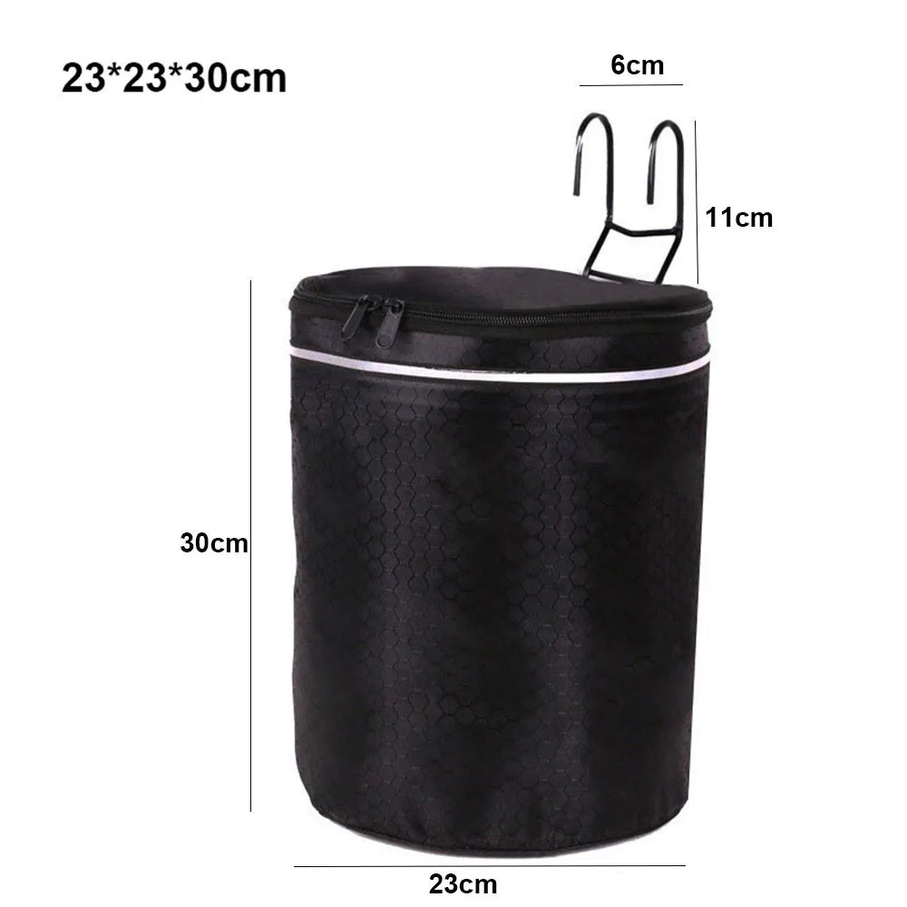 sac guidon panier vélo scooter noir rouge motif grille texturé fruits légumes crochets métalliques