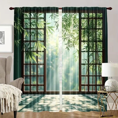 Rideaux occultants bambou zen nature blanc pour chambre