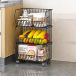 rangements cuisine étagère métallique industrielle roues cardan noir fruits légumes boîte alimentaire
