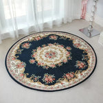 tapis rond décoratif classique motif floral broderie intérieur salon maison doux antidérapant