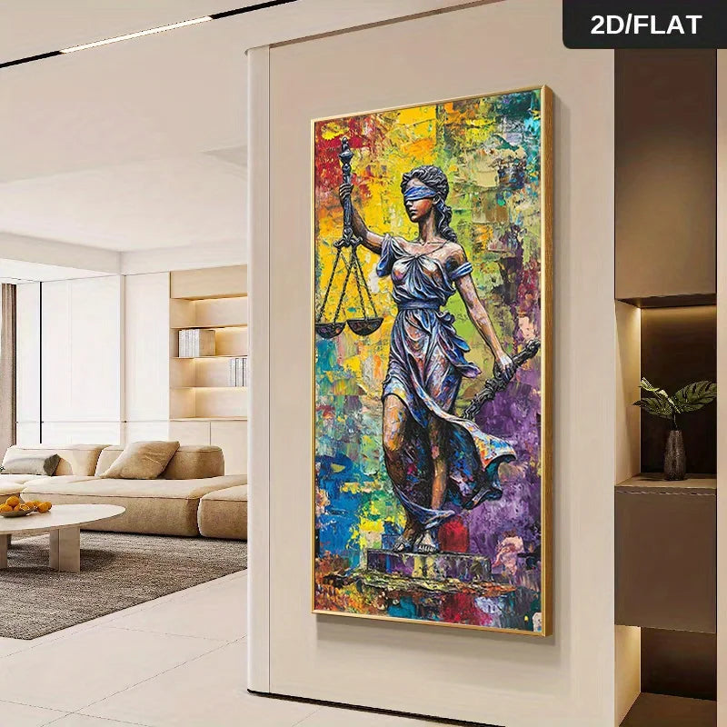 tableau abstrait moderne multicolore peinture toile sans cadre décoration salon mur vertical