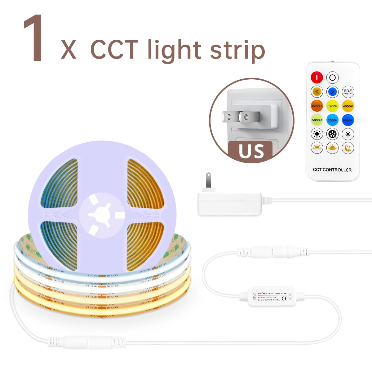 bande lumineuse led cob blanc chaud 2700k 576 diodes dimmable haute luminosité moderne adhésif