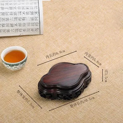 support décoratif bois gravures classique vase pot fleur tasse thé rouge foncé