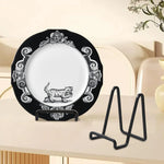 support assiettes métal noir minimaliste réutilisable nourriture présentation table fête