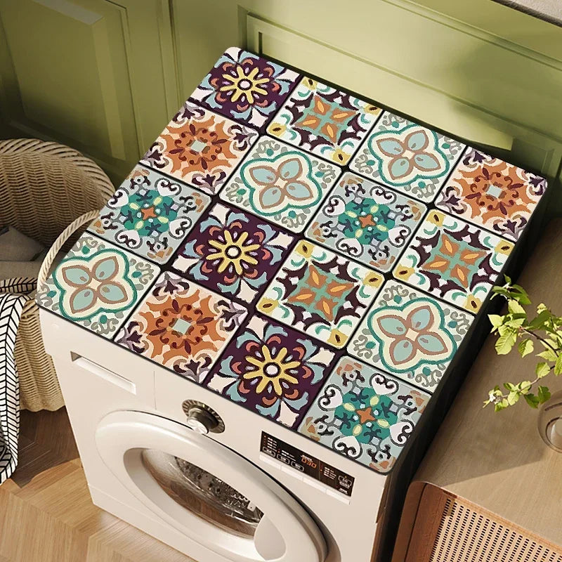 tapis protection électroménager anti poussière cuisine salle bain sol motif vintage décoratif