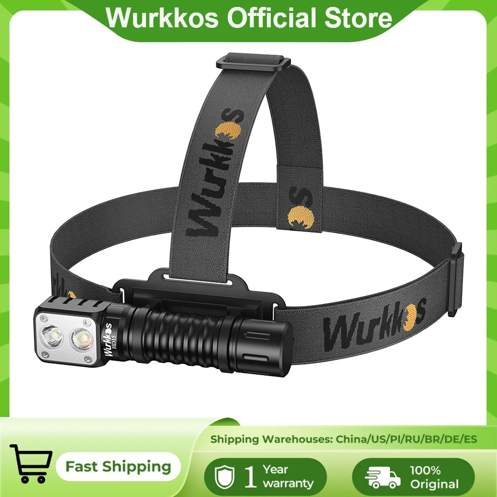 lampe frontale rechargeable vert noir 2000lm led camping randonnée ceinture ajustable moderne fonctionnelle