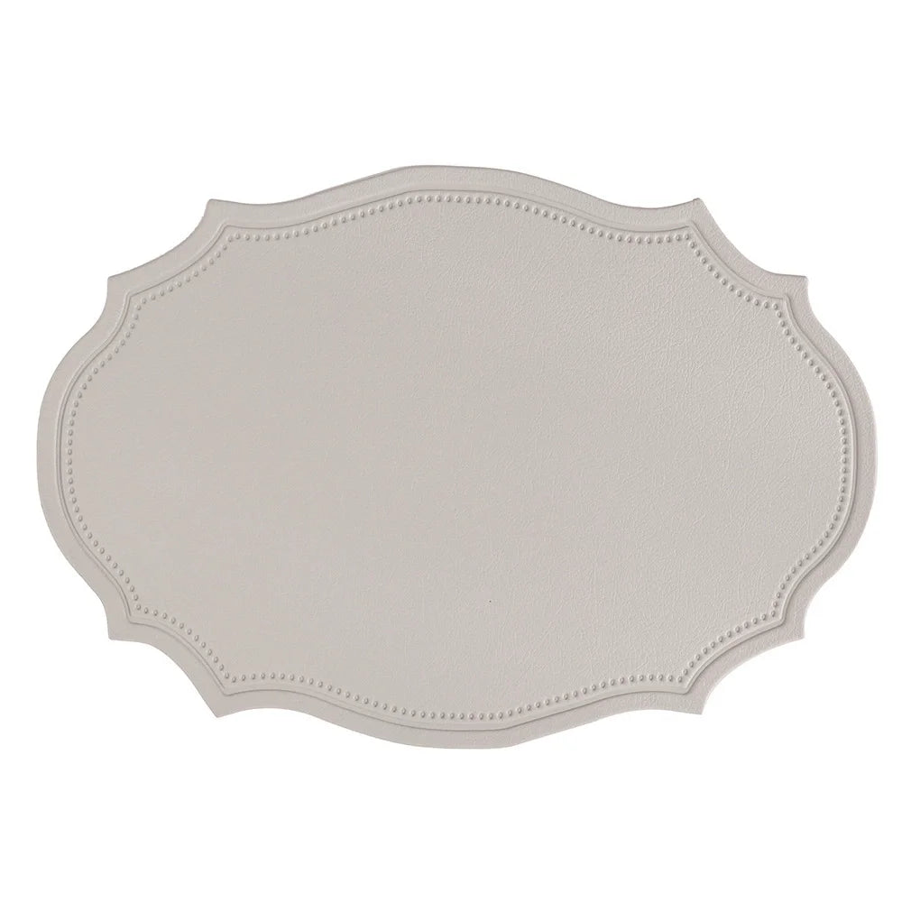 tapis table moderne bleu vert orange gris marron cuir bordure ornée respectueux environnement