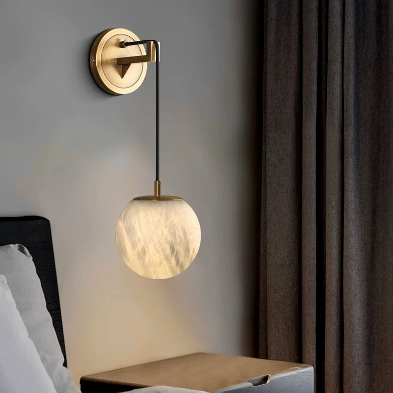 lampe murale moderne or noir marbre led cuisine chambre salon