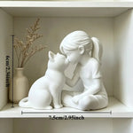 statuette fille chat blanc noir minimaliste moderne décoration salon apaisante tranquille