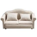 miniatures meubles classiques canapé fauteuil beige rayures coussins tissu texturé traditionnels