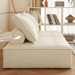 canapé lit moderne cuir noir blanc marron oreillers minimaliste salon