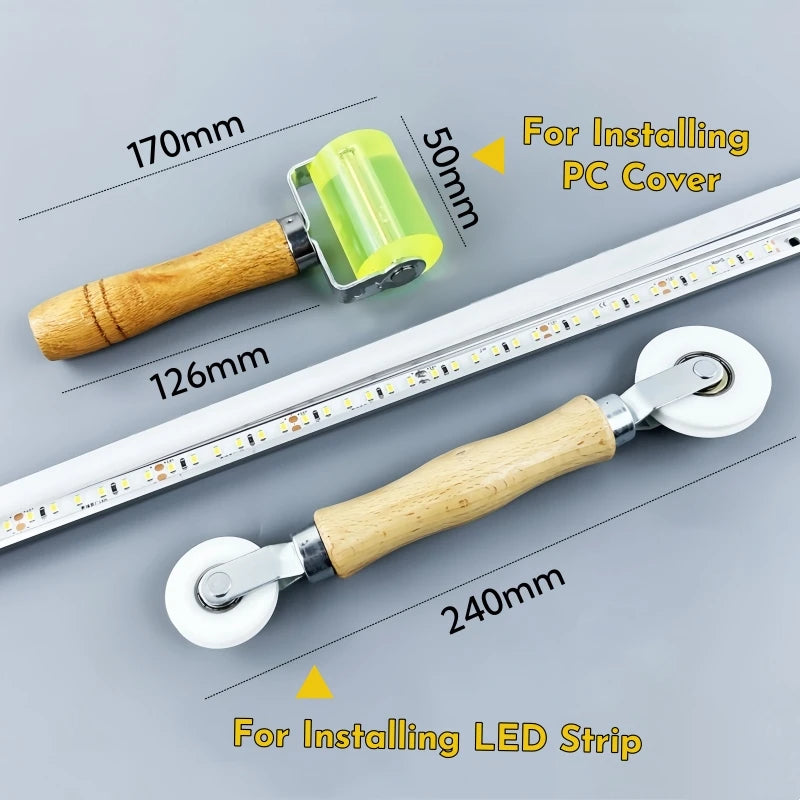 rouleau silicone vert fluo poignée bois ergonomique outil bande led fixateur diffuseur lumière accessoire