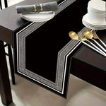 sets table géométriques noirs blancs moderne nappe table runner élégant motifs grecs imperméable résistantextérieur