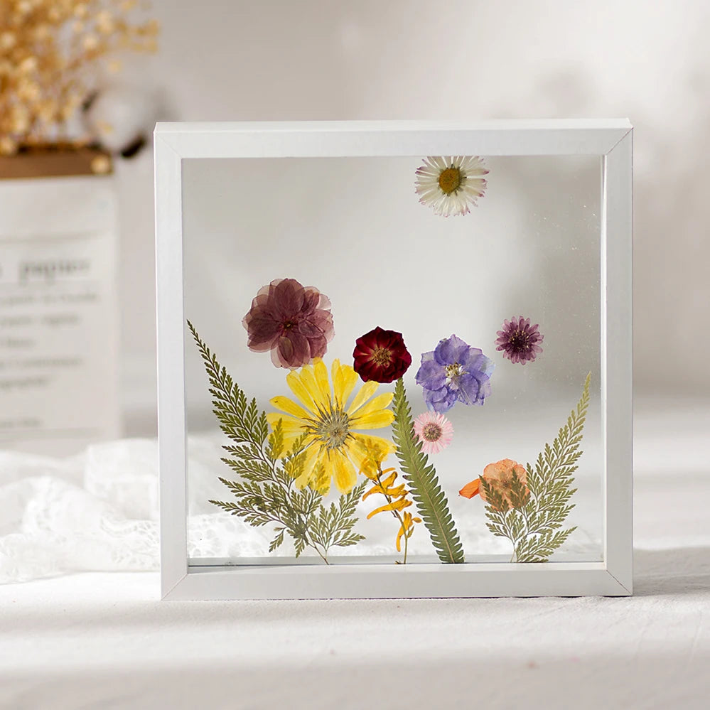cadre photo moderne transparent bois naturel blanc contemporain 10 pouces papier fleurs séchées