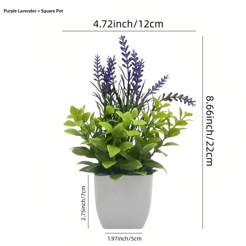 plantes artificielles feuilles vertes violettes moderne minimaliste sans entretien décoration intérieure extérieure pot carré