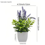 plantes artificielles feuilles vertes violettes moderne minimaliste sans entretien décoration intérieure extérieure pot carré