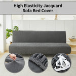 housse canapé lit gris motif feuilles jacquard polaire douce rubans fixation moderne