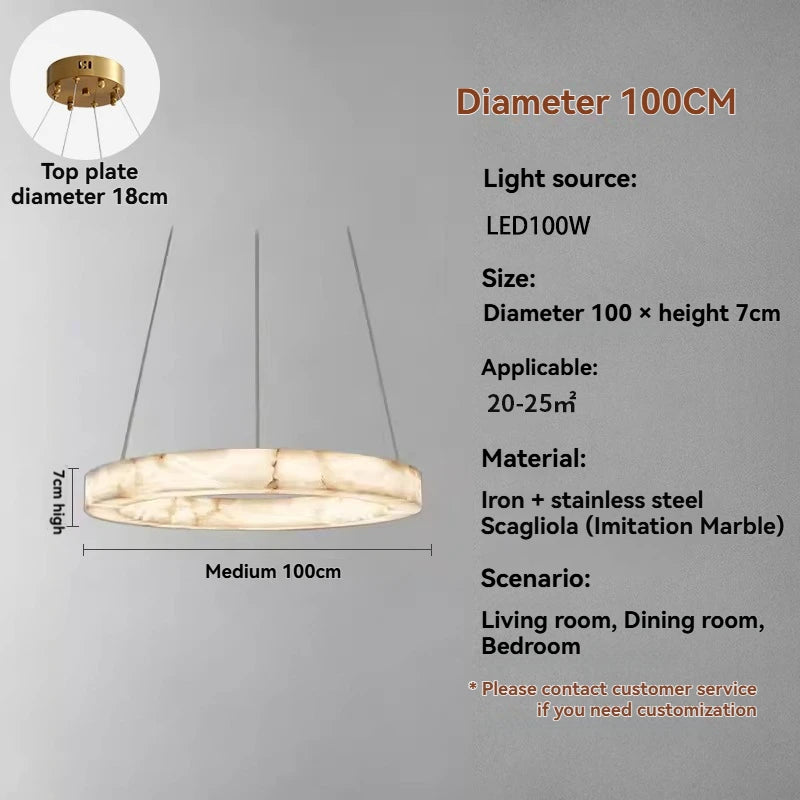 suspension lumineuse résine marbre moderne blanc chaînes salon chambre restaurant étude