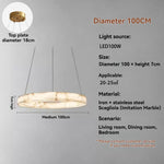 suspension lumineuse résine marbre moderne blanc chaînes salon chambre restaurant étude