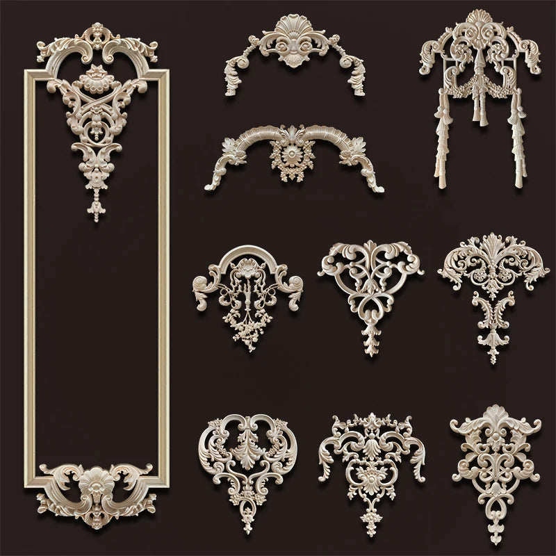 cadre décoratif bois blanc classique ornements baroques complexes décoration maison salon luxe