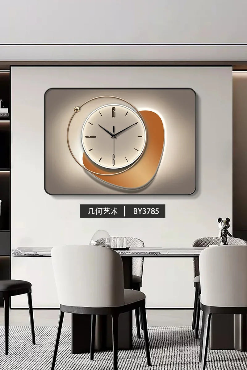 horloge murale moderne gris beige orange contemporain aiguille verre cristal aluminium spray painting