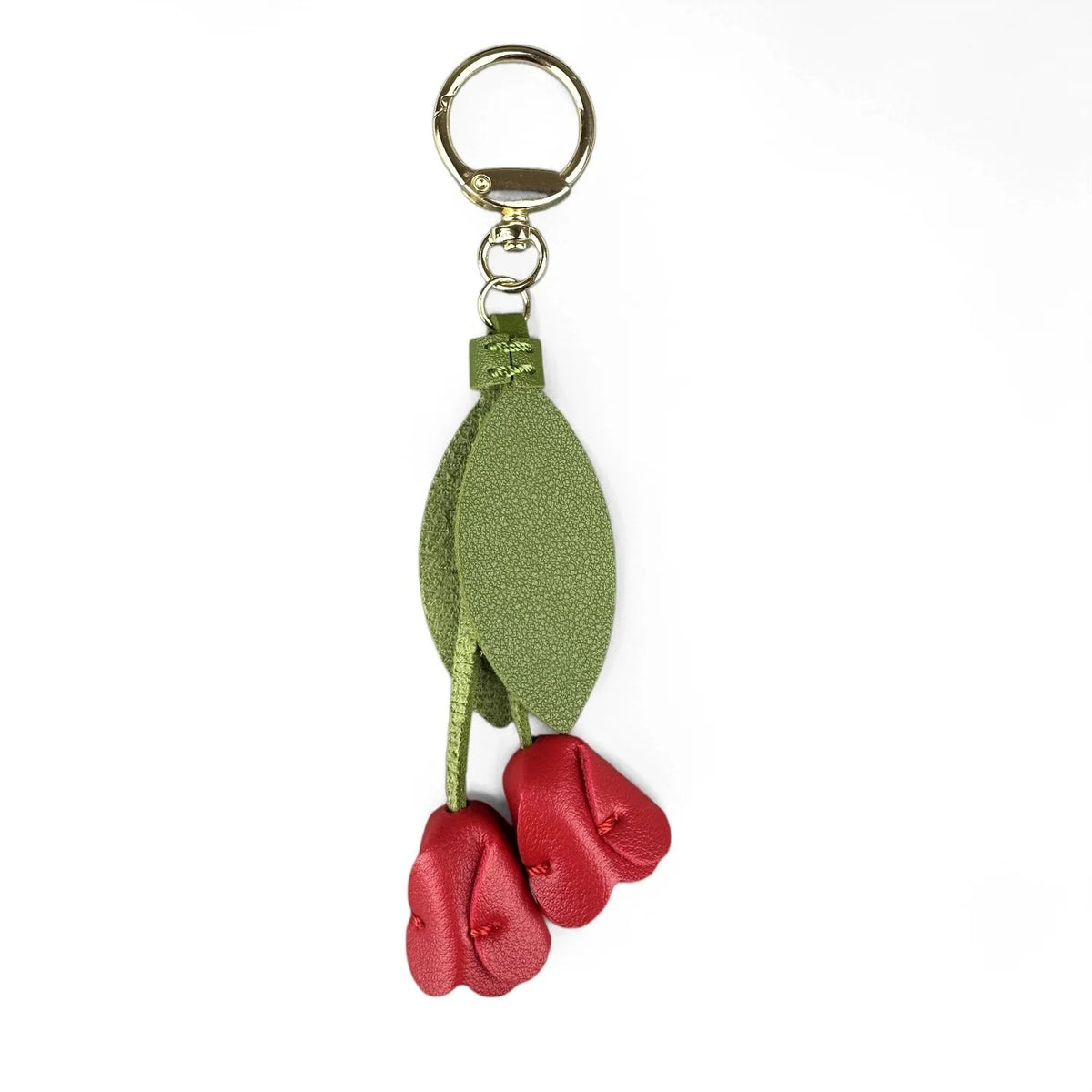 porte clés décoration florale tulipes feuilles vert jaune rose rouge bleu gris violet anneaux