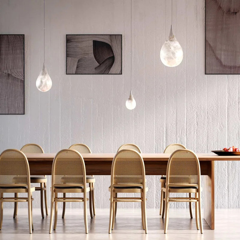 suspension moderne marbre blanc beige résine câble suspendu led contemporaine