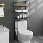 étagère rangement moderne multi niveaux blanc noir grande capacité sans perforation machine laver toilette