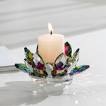 support bougie moderne transparent fleur lotus multicolore rose marron violet élégant décoration intérieure bougies