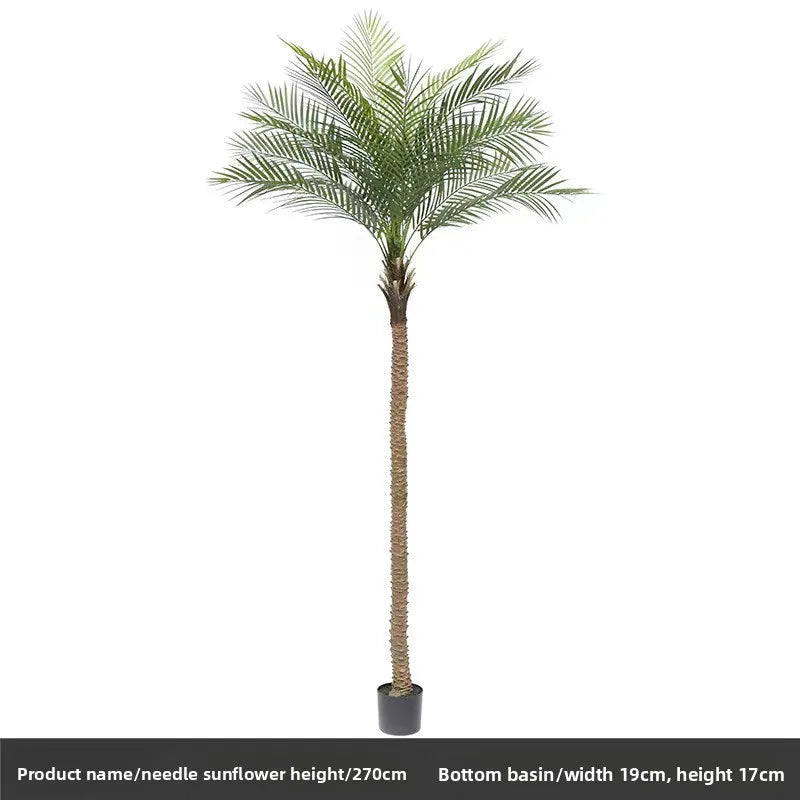 palmier artificiel décoration intérieure vert feuilles fines tronc épais moderne pot 240cm haute
