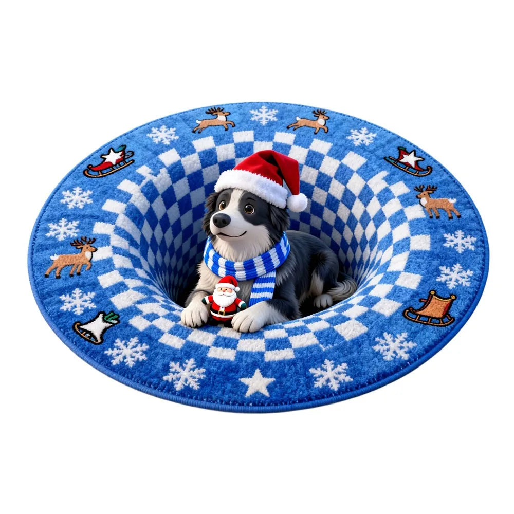 tapis sol rouge vert blanc noël rayures flocons guirlandes cadeaux 60cm antidérapant