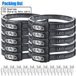 lampe frontale led rechargeable usb tissu imprimé noir ceinture ajustable camping