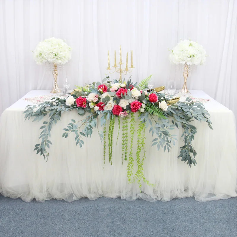 Chemin de table floral en soie pour mariage
