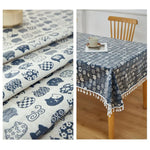 nappe table imperméable chats bleu marine blanche moderne réutilisable tassels cuisine