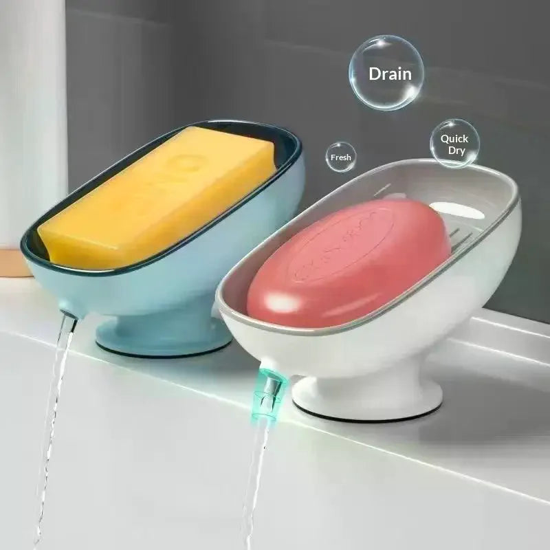 porte savon ventouse moderne récipient savon rainuré opalescent bleu gris rose