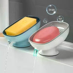 porte savon ventouse moderne récipient savon rainuré opalescent bleu gris rose