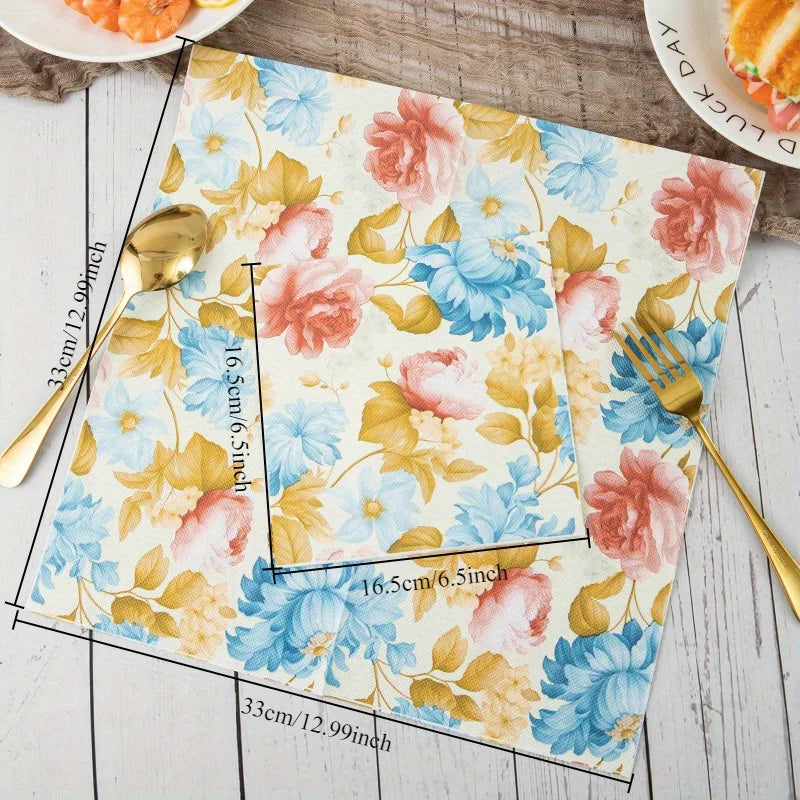 serviettes papier multicolores fleurs décoratives anniversaire mariage fêtes thème rétro printemps vintage