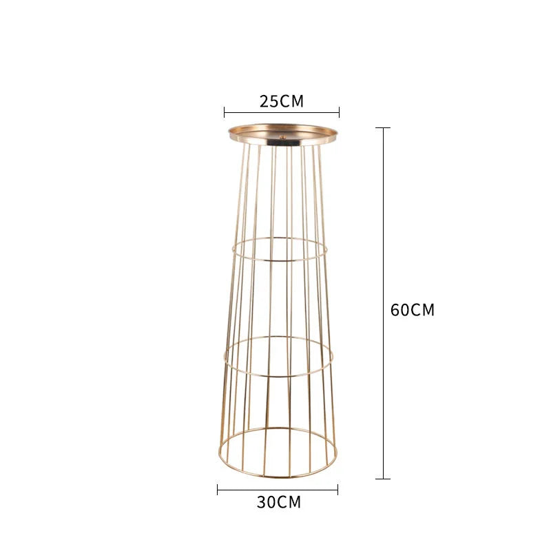 vases métal doré moderne structure maille support floral conique 60cm 80cm haute qualité décoration