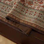 nappe table motif floral ethnique coton polyester couleur beige rouge verte jaune marron franges