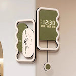horloge murale moderne minimaliste noir blanc vert olive cadran analogique numérique transparent opaque