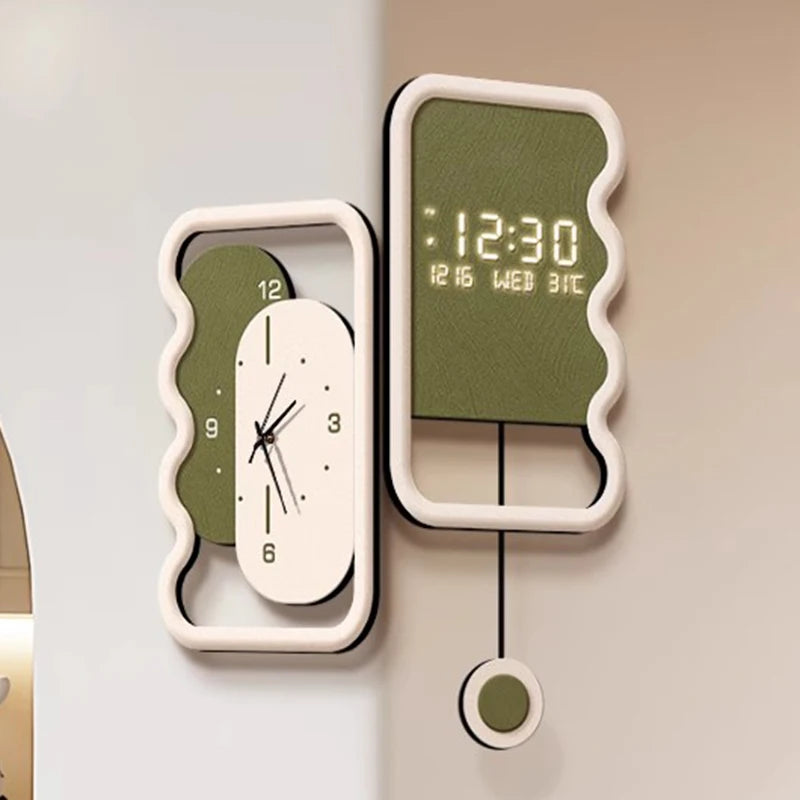 horloge murale moderne minimaliste noir blanc vert olive cadran analogique numérique transparent opaque