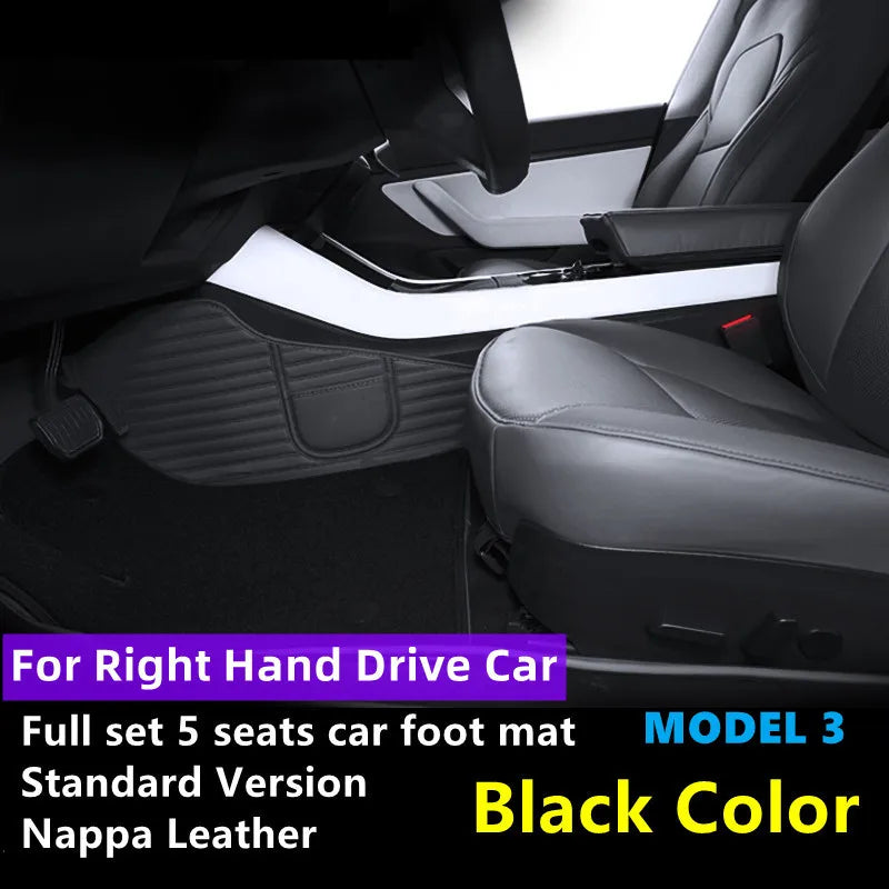 tapis sol voiture tesla model cuir artificiel fibre synthétique noir blanc moderne sac rangement
