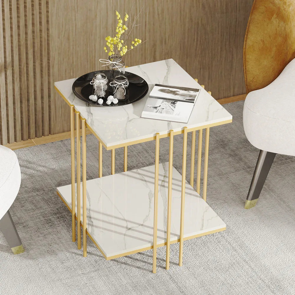 table d'appoint moderne marbre blanc doré noir salon chambre minimaliste
