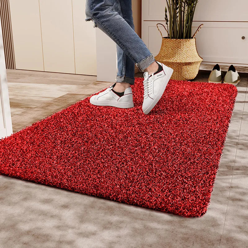 tapis gris foncé fibres noires blanches moderne antidérapant intérieur extérieur lavage main mécanique